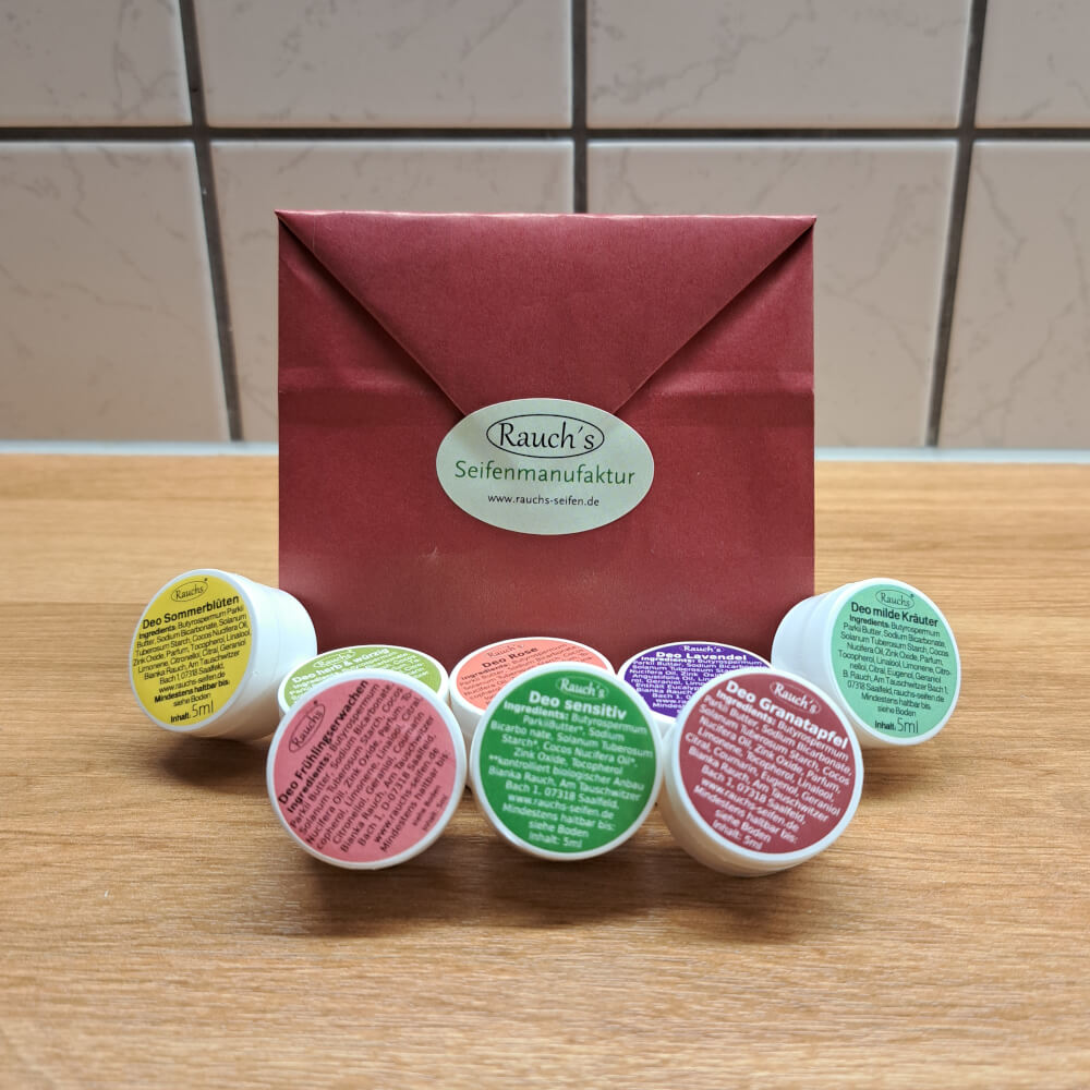 Deocreme Probenset mit 8 Minis - alle Sorten zum Testen, auf Reisen oder im Handgepäck